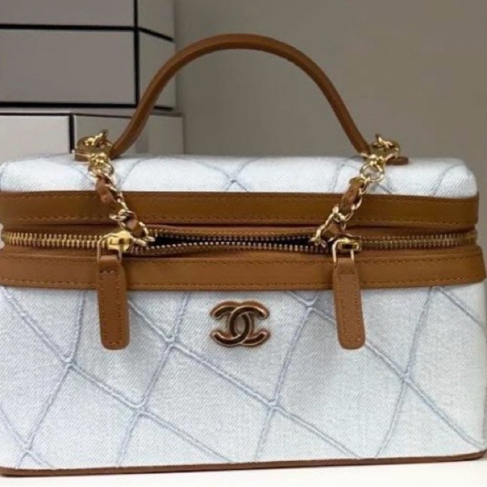 Brand New Chanel Light Denim Vanity Bag From The Coco Beach Collection